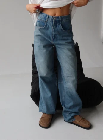 Baggy jeans + belt fastening - blue