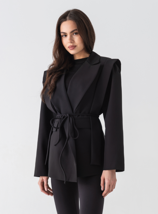 Жакет NAGOLOS’ з поясом — чорний - Зображення 2
